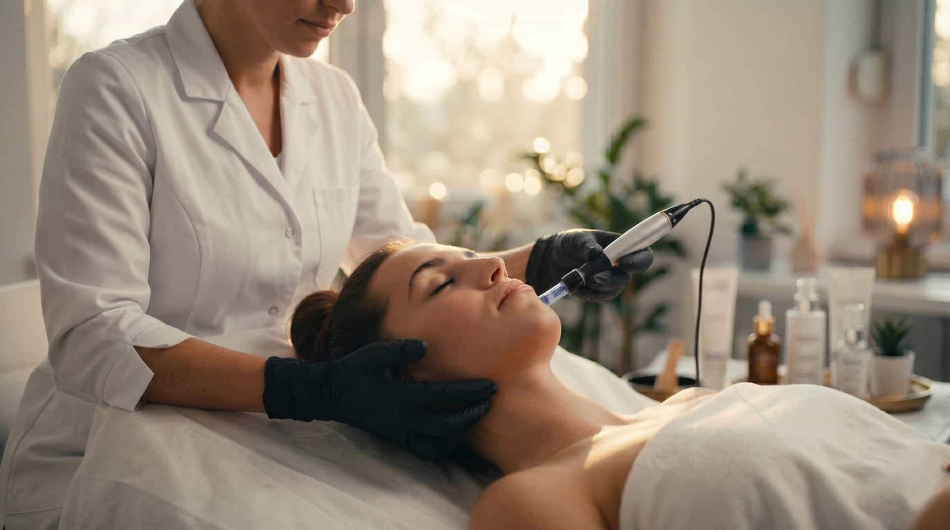 Le stylo de microneedling, en séance